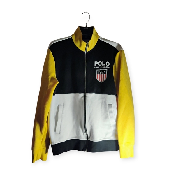 Polo Ralph Lauren Colorblock Jacket M Yellow Black White - Picture 3 of 13
